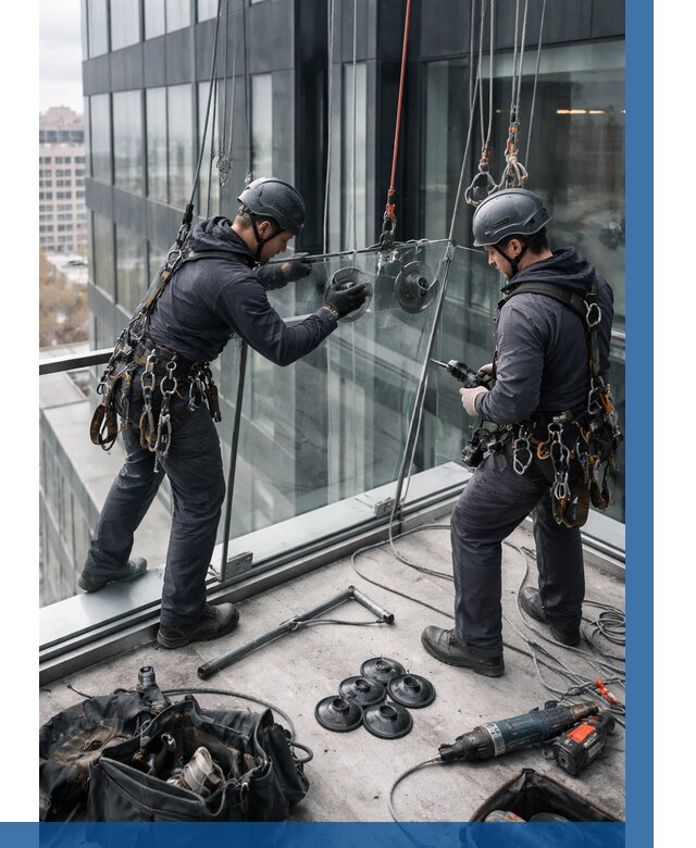 Монтаж стеклянных ограждений в Искитиме от 2548 р. | ВЫСОТНИК-Скм