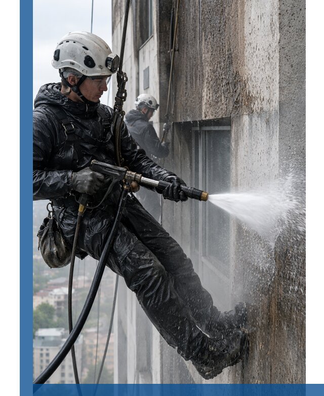 Гидроструйная очистка фасадов и конструкций в Искитиме