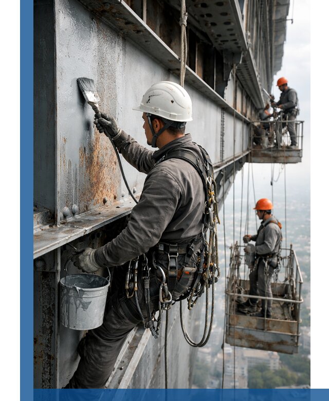 Покраска металлоконструкций на высоте в Искитиме профессионально