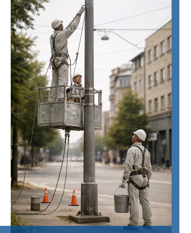 Покраска опор освещения в Искитиме от 5096 р. | ВЫСОТНИК-Скм