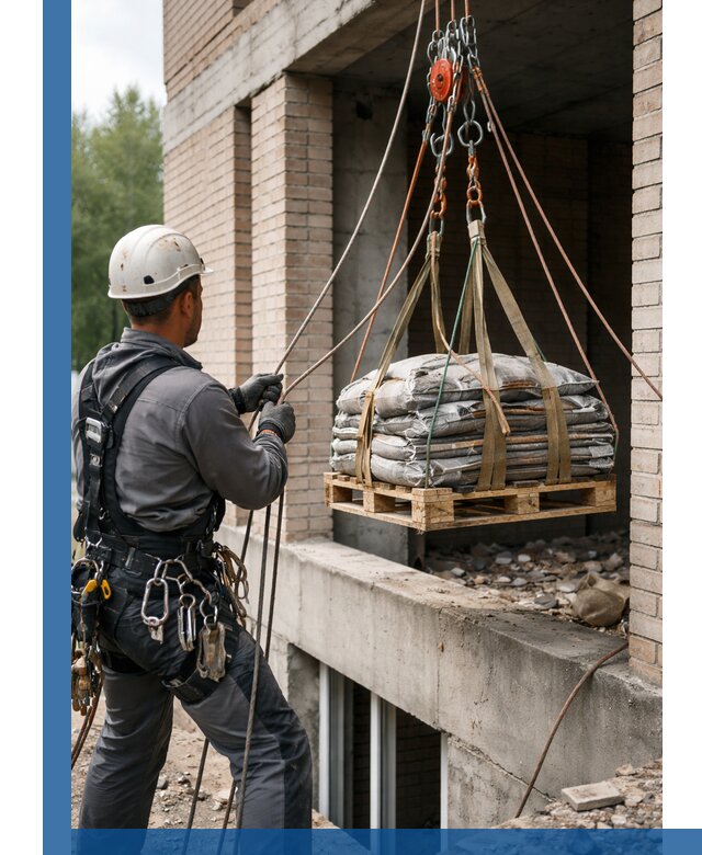 Подъем материалов на этаж веревками в Искитиме оперативно