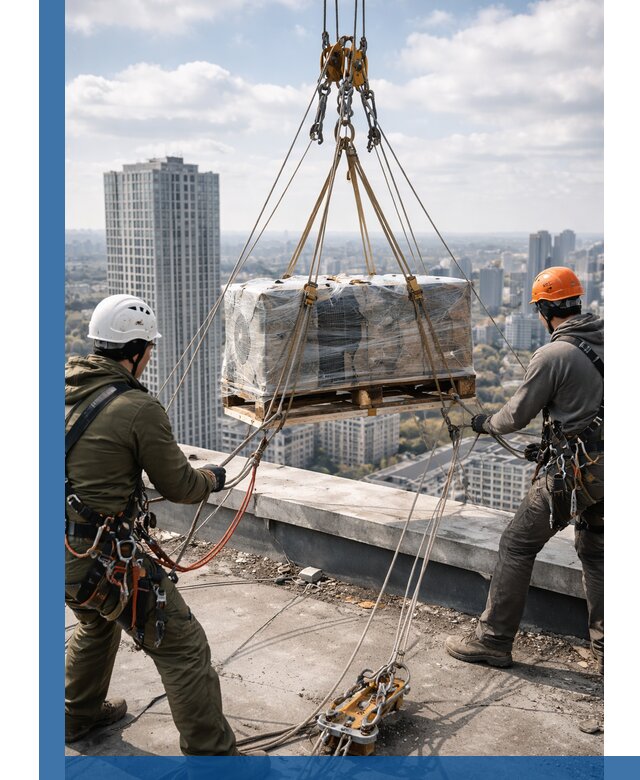 Подъем и монтаж крупногабаритных грузов на крышу в Искитиме