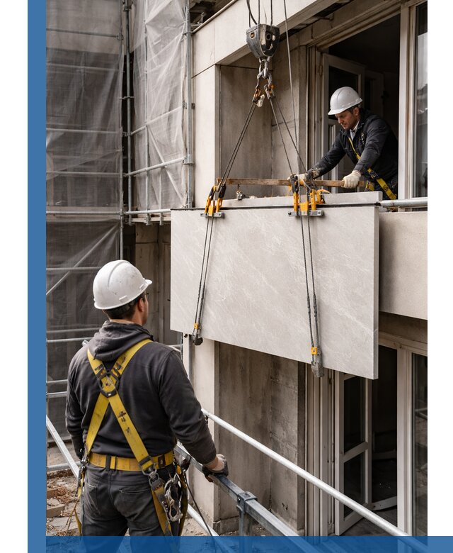 Подъем керамогранита на этаж в Искитиме грузчиками и техникой