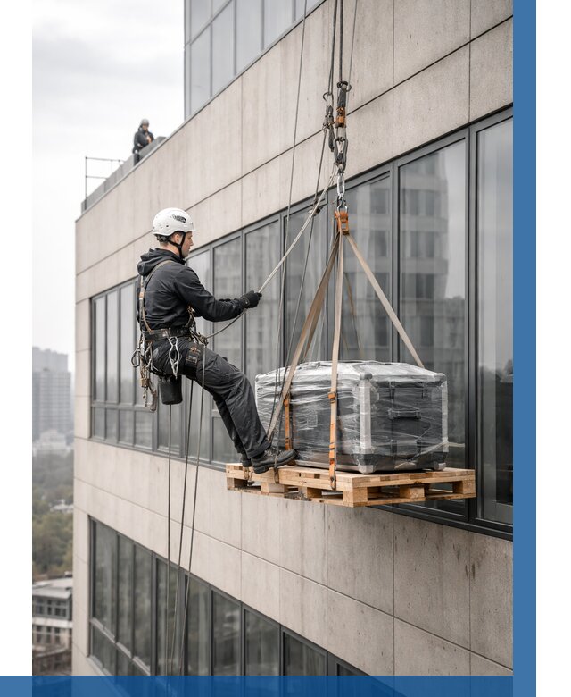 Спуск груза по фасаду в Искитиме от 3567 р. | ВЫСОТНИК-Скм