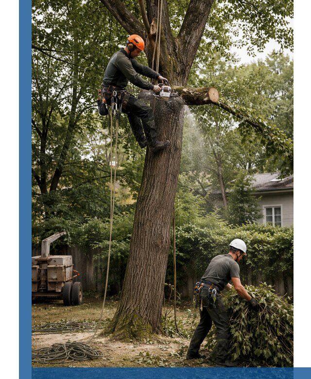 Кронирование деревьев в Искитиме, безопасная высотная обрезка