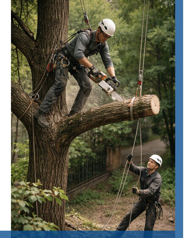 Спил деревьев альпинистами в Искитиме от 8154 р. | ВЫСОТНИК-Скм