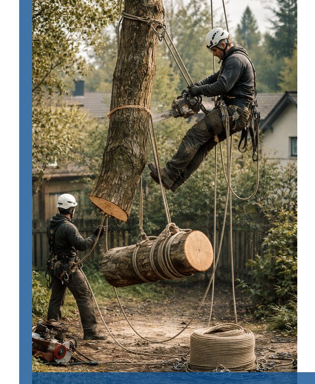 Валка деревьев частями в Искитиме, безопасно и аккуратно