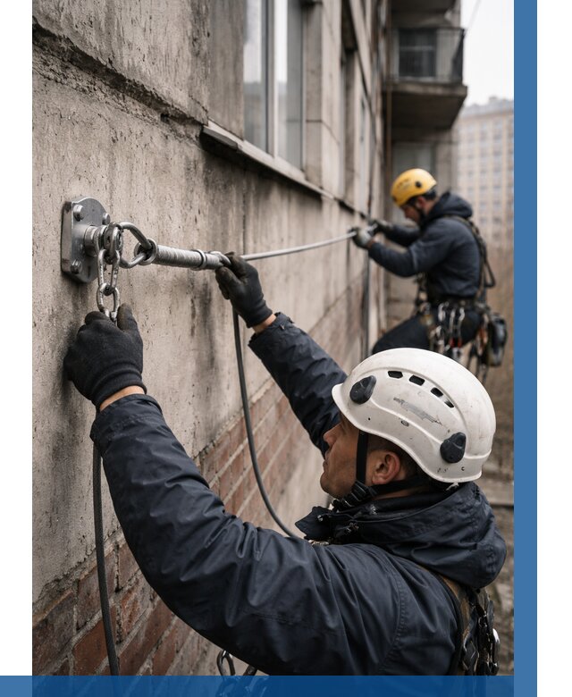 Монтаж анкерных линий в Искитиме от 3058 р. | ВЫСОТНИК-Скм