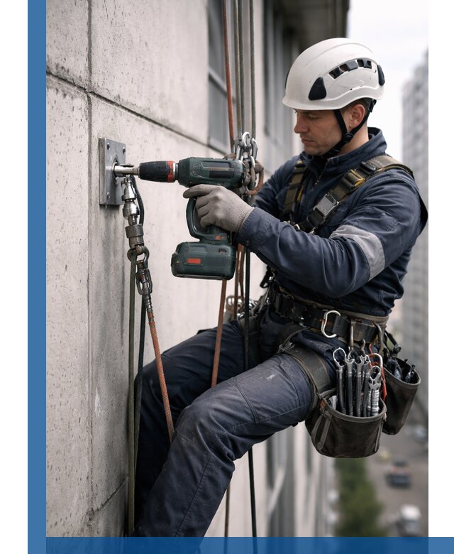 Установка анкерных точек для высотных работ в Искитиме