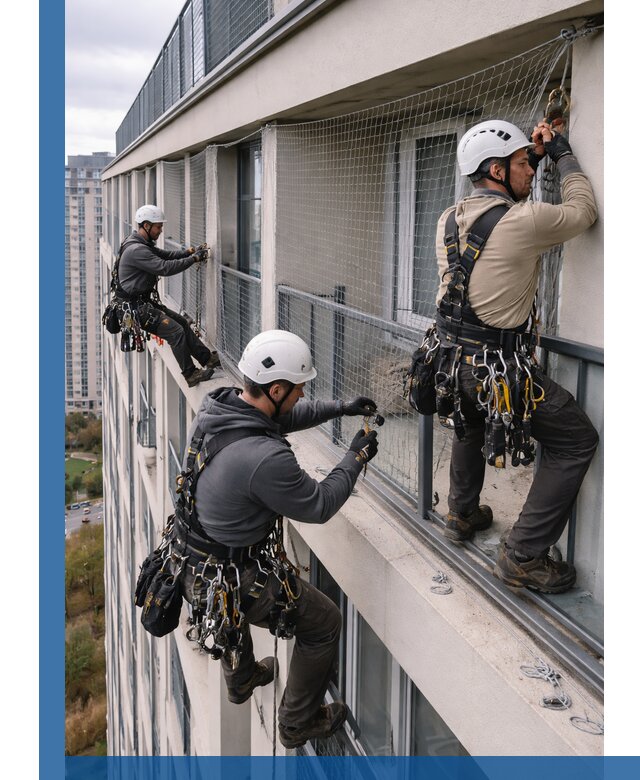 Профессиональный монтаж защитной сетки от птиц в Искитиме